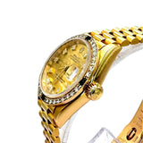 Rolex 69088 Datejust 18KYG Full Gold With Diamond And Blue Sapphire Bezel Watch, 26mm