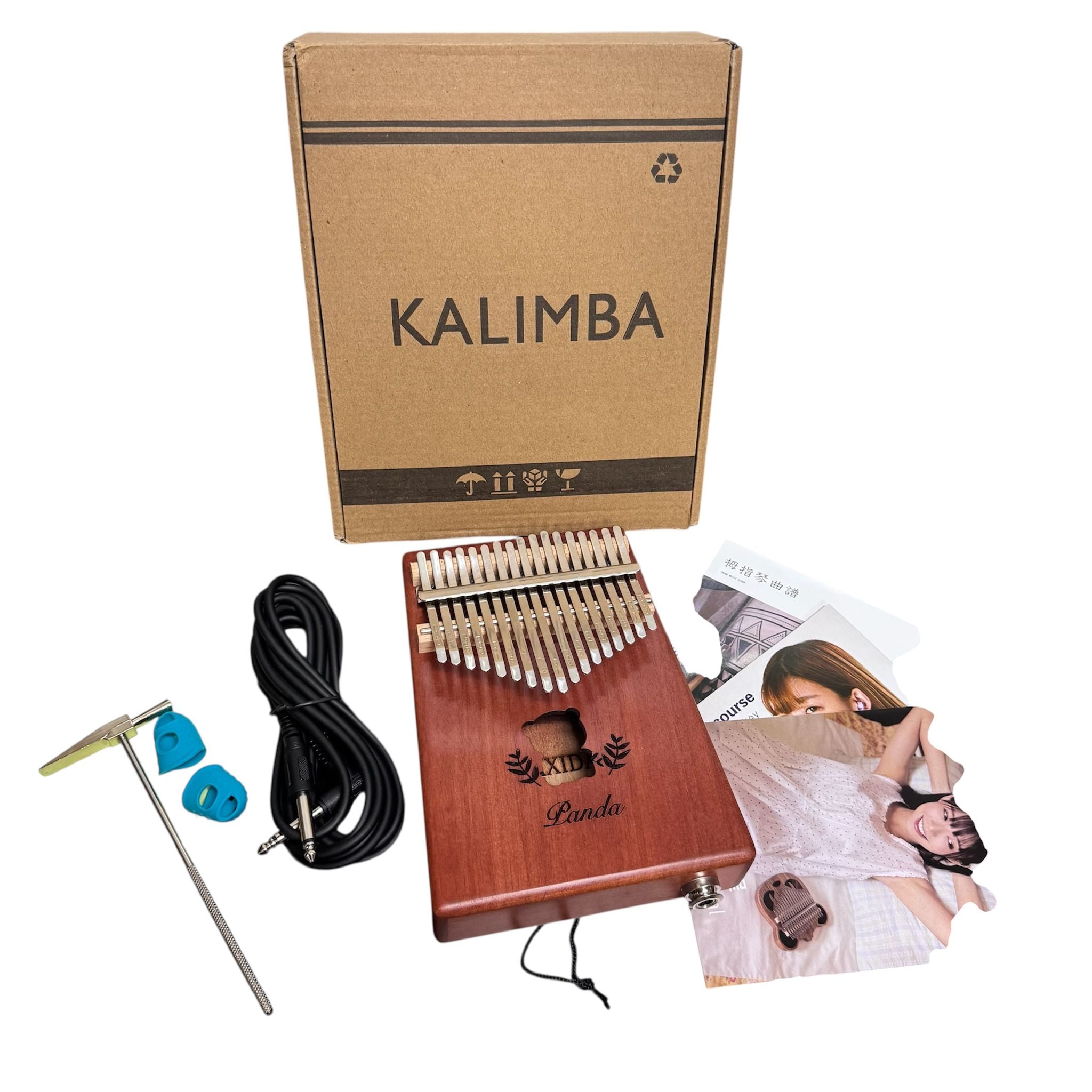 Kaxida ZTC724/AP 17 Keys EQ Kalimba Mbira Calimba Solid Acacia Thumb Piano Link Speaker Electric Pickup with Bag +3 M Cable
