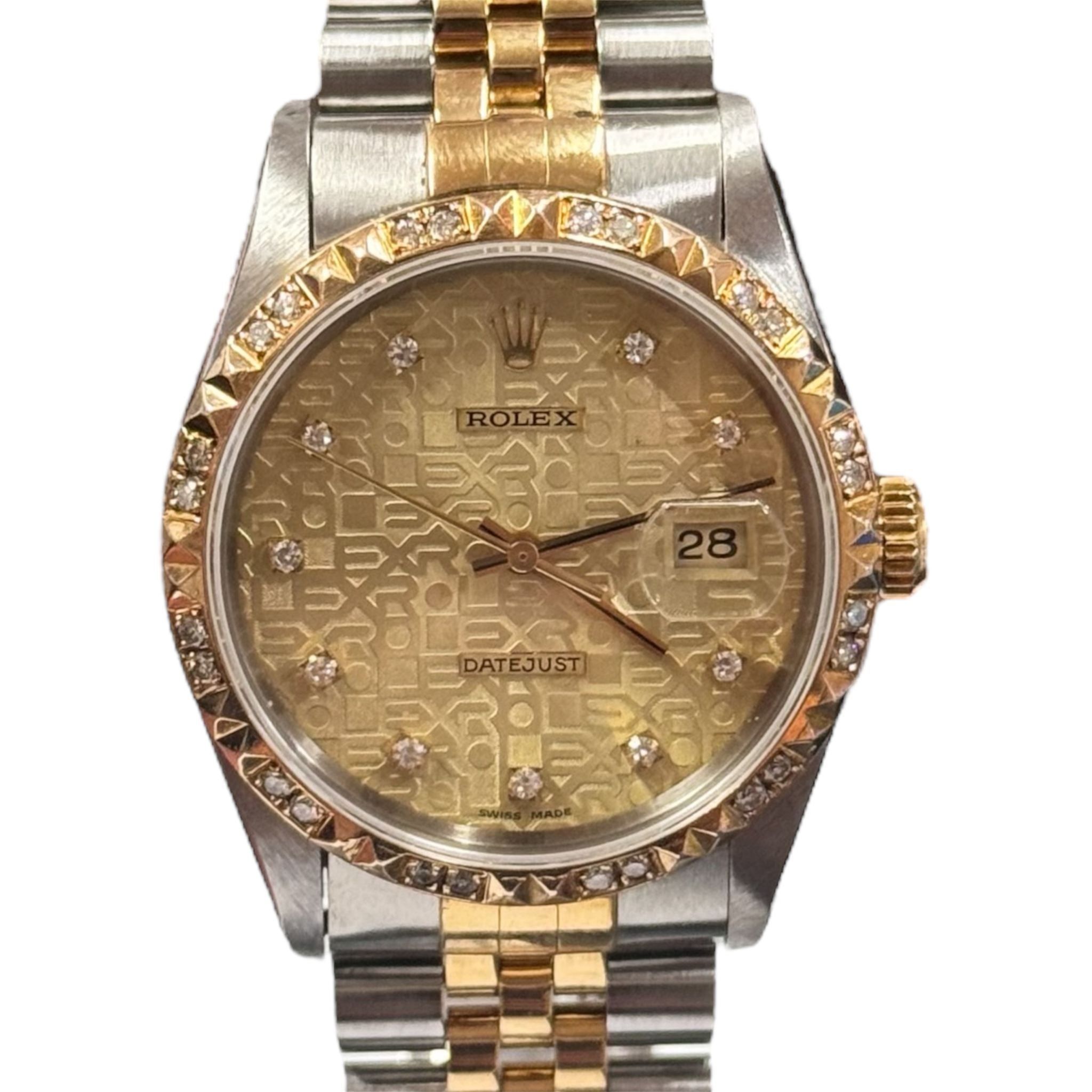 Rolex 16233 Datejust Automatic Diamond Bezel & Index D10(S) Men Watch, 36mm