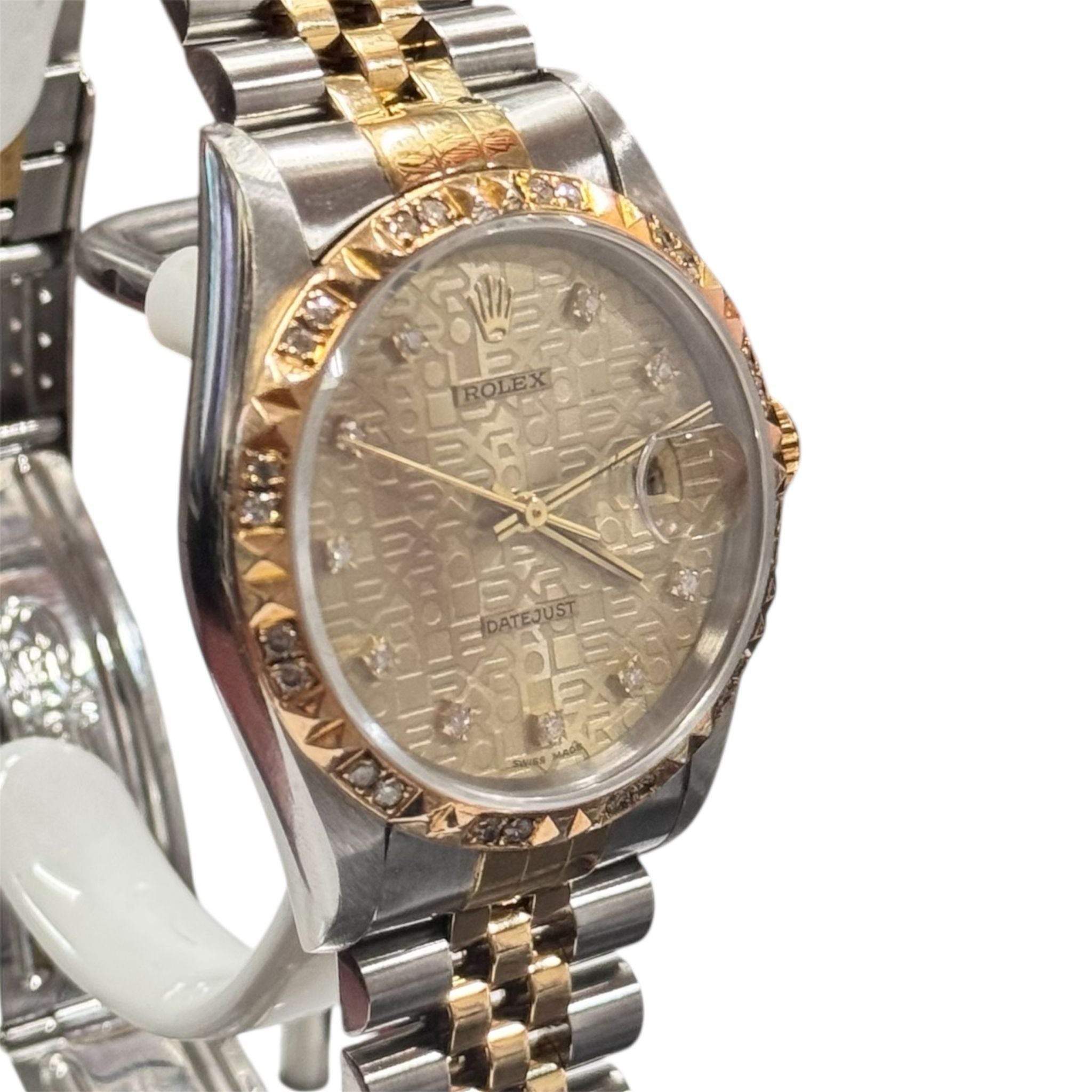 Rolex 16233 Datejust Automatic Diamond Bezel & Index D10(S) Men Watch, 36mm
