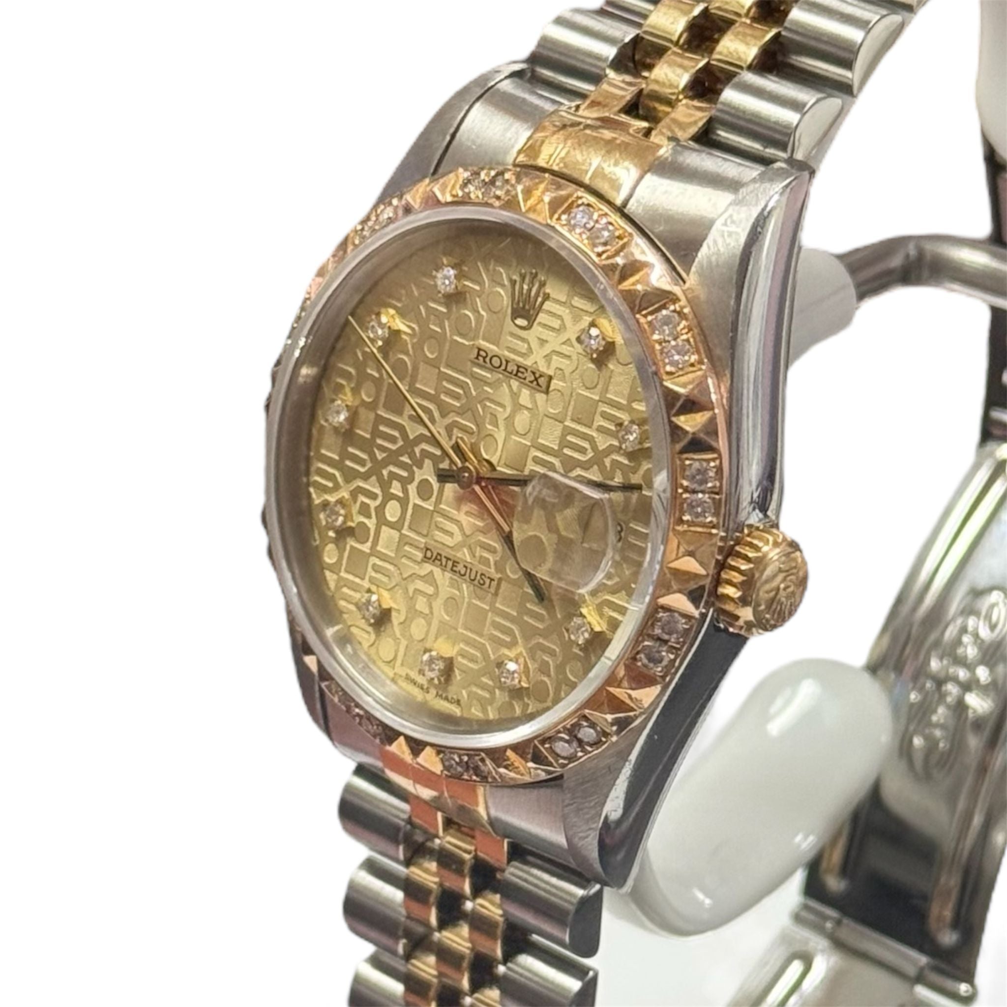 Rolex 16233 Datejust Automatic Diamond Bezel & Index D10(S) Men Watch, 36mm