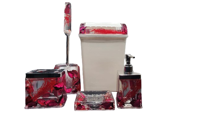 Bathroom Accessories Set Flower Petals Design