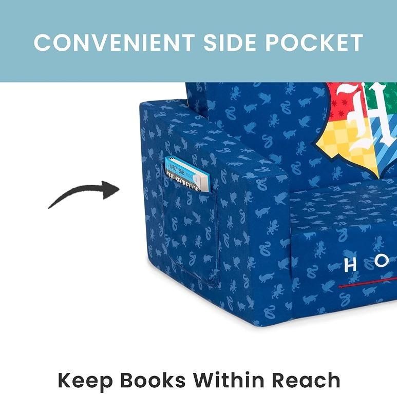 Delta Children Cozee Flip-Out Sofa - 2-in-1 Convertible Sofa To Lounger for Kids, Harry Potter