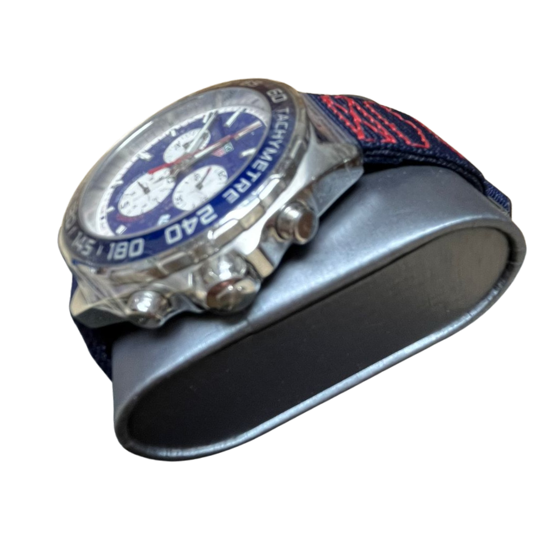 Tag Heuer Formula 1 Redbull Edition Chronograph Blue Dial Blue NATO Strap Watch for Men - CAZ1018.FC8213 ,43mm