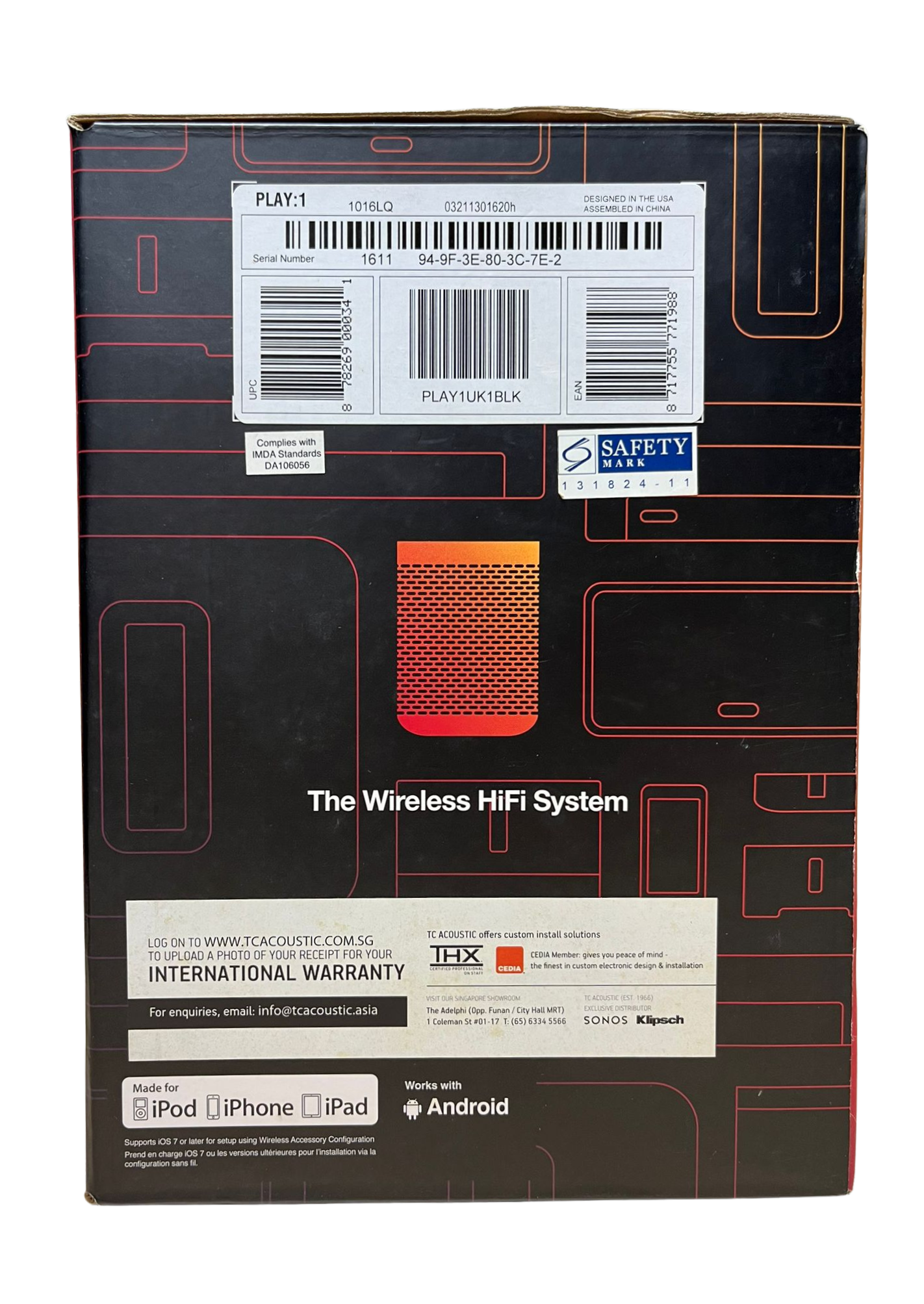 Sonos PLAY1UK1BLK Play 1 Wireless Speaker Black