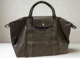 Longchamp Pliage Leather Handbag Brown Medium