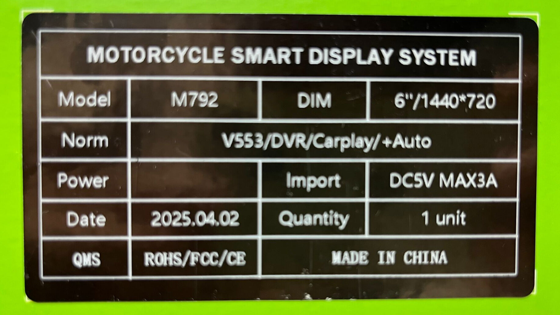 M792 Smart Motorcycle Display 6inch