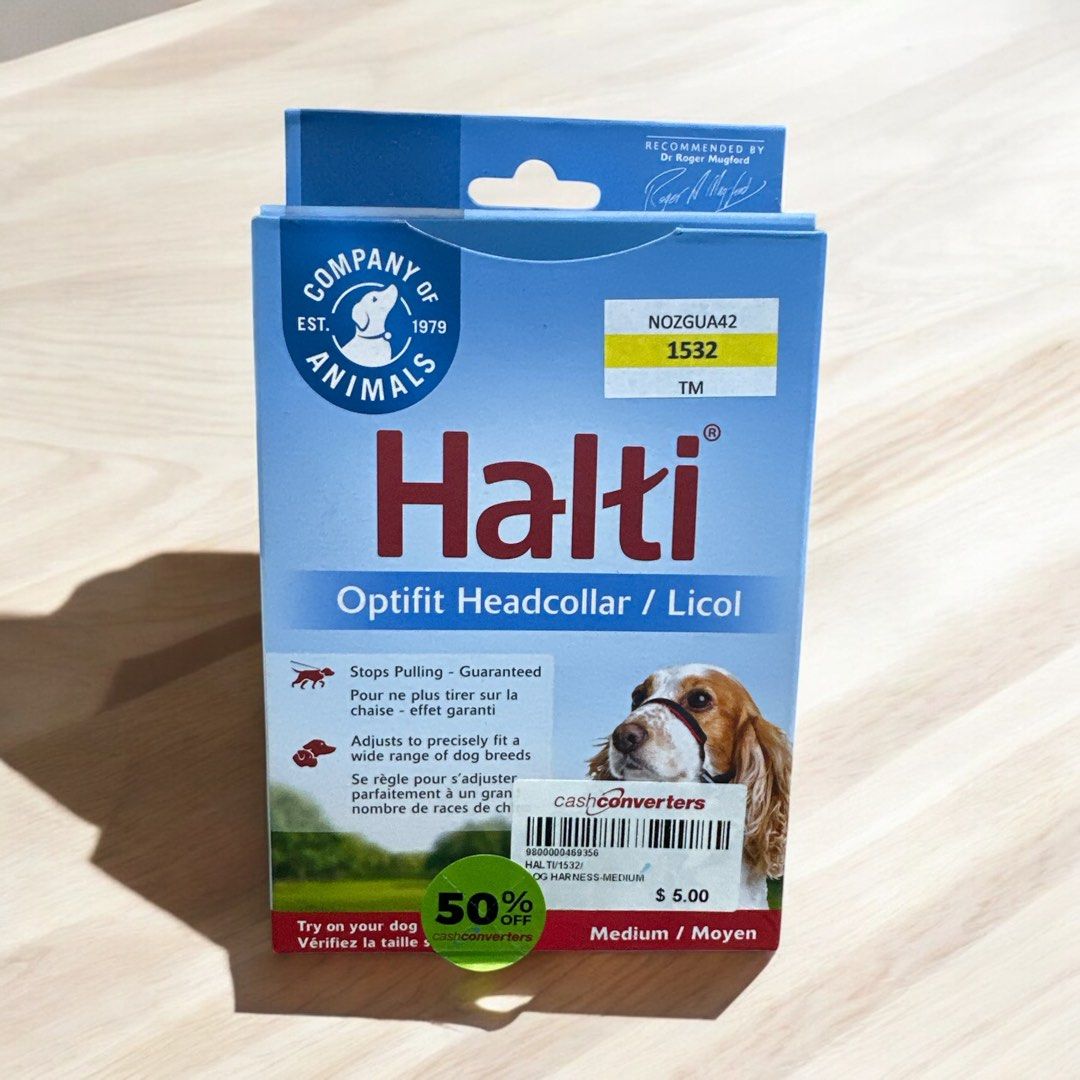 HALTI Optifit Headcollar Size Medium, Bestselling Dog Head Harness to Stop Pulling on the Lead, Easy to Use, Adjustable & Reflective Head Collar for Dogs, Professional Anti-Pull Training Aid