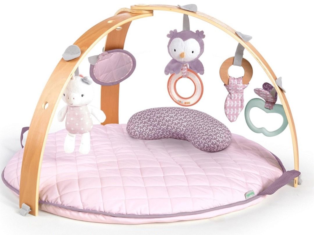 Ingenuity Cozy Spot Reversible Duvet Activity Gym & Play Mat with Wooden Bar - Calla, Ages Newborn +, 33x33x19 Inch (Pack of 1)