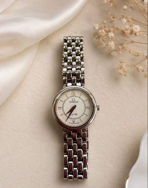 Omega De Ville Ladies Quartz Watch with a silver-tone dial, Roman