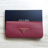 Prada Red Saffiano Leather Continental Wallet