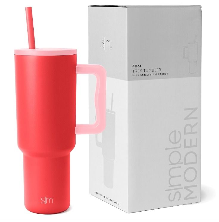 Simple Modern 40 oz Tumbler with Handle and Straw Lid | Insulated Reusable Stainless Steel Water Bottle Travel Mug Cupholder Use