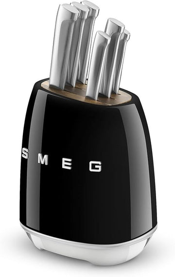 Smeg Black Stainless Steel Knife Block Set