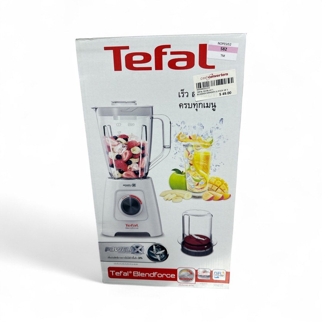 Tefal Blendforce 2 BL4271 - Blender with Grinder, 600W, 2L Jar Capacity, Powelix Blades, 2 Speeds + Pulse Function, Plastic Jar, White