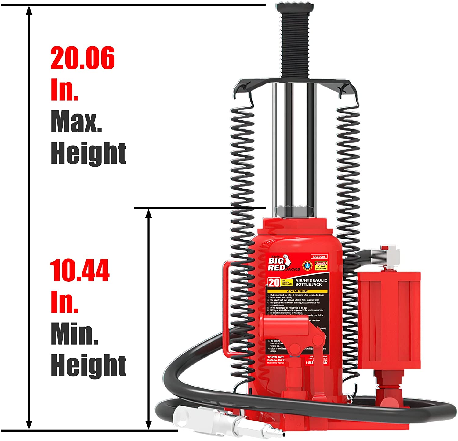 BIG RED TA92006 Torin Pneumatic Air Hydraulic Bottle Jack with Manual Hand Pump 20 Ton - Cash Converters