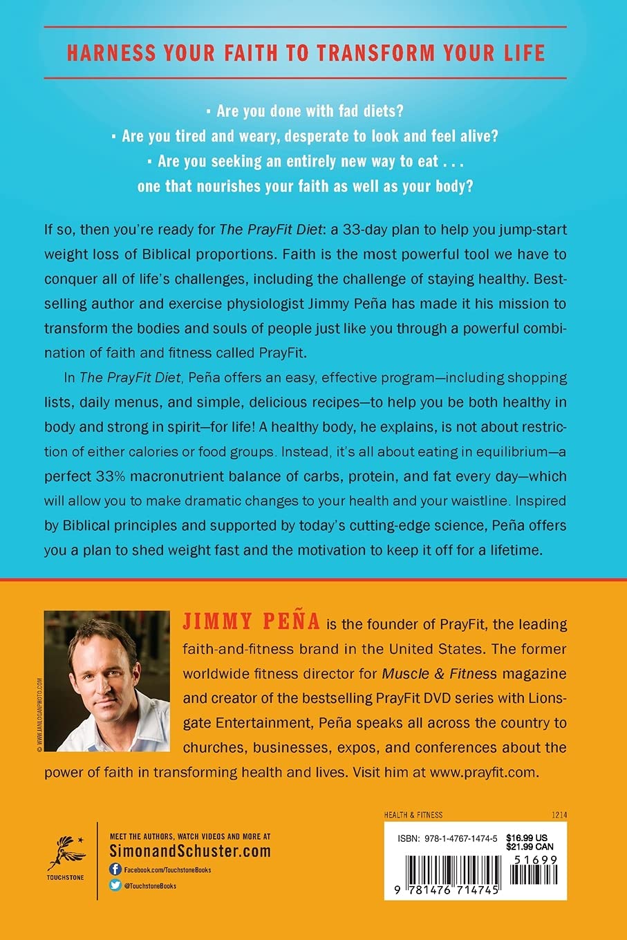 JIMMY PENA PAPER BACK BOOK-THE PRAYFIT DIET