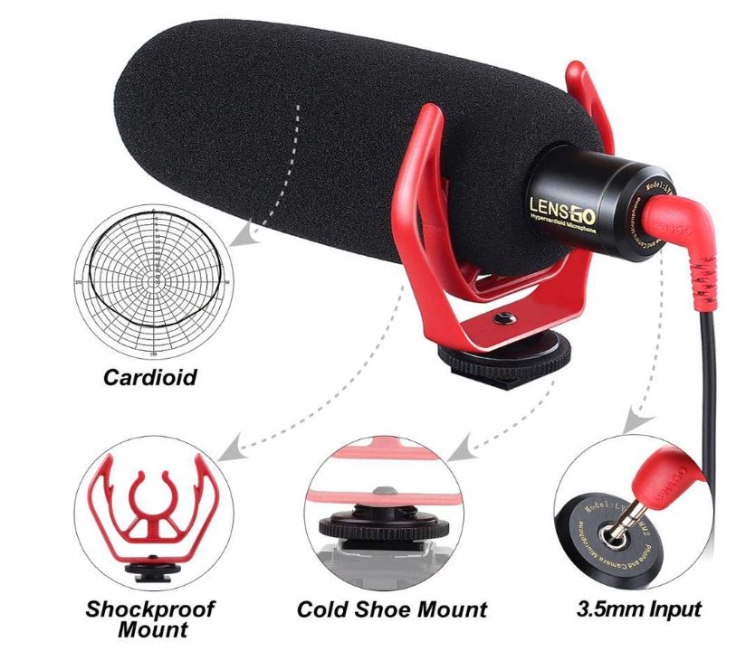 Lensgo Lg-Dmm1 Microphone 3M Range Cardioid Vlogging Live Stream