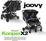 Joovy Kooper X2 Double Lightweight Travel Stroller Compact Fold with Tray Black MISSING 2 BACK WHEELS