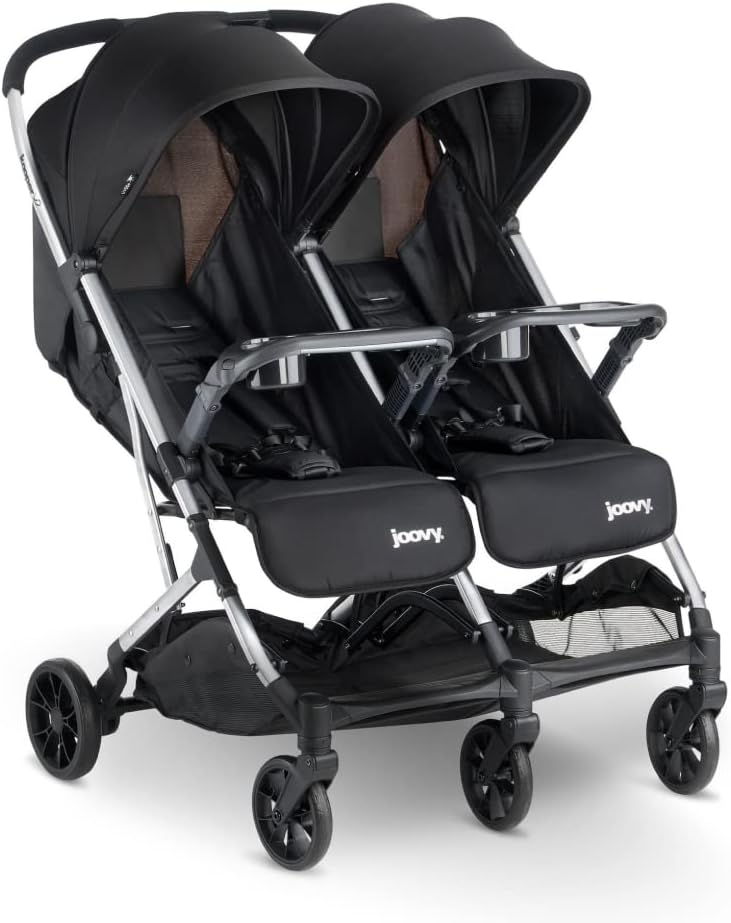 Joovy Kooper X2 Double Lightweight Travel Stroller Compact Fold with Tray Black MISSING 2 BACK WHEELS