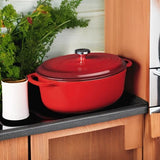 Lodge EC7OD43 Enameled Cast Iron Dutch Oven Oval 7 Quarts Red