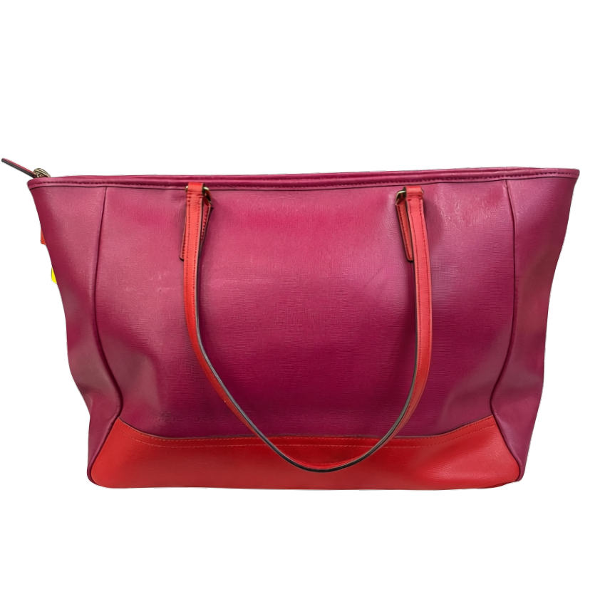 Coach Saffiano Leather Medium East West Tote Bag Cranberry Secondary image