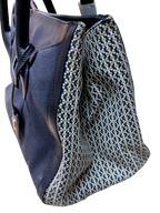 Tory Burch Leather Trim Savannah Print Canvas Tote
