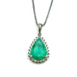 PT850 & PT900 Emerald Diamond Pendant with Box Chain