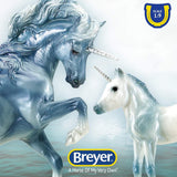 Breyer Traditional Series Cascade and Caspian 2 Unicorn Set Model 1818 Blue White Gray