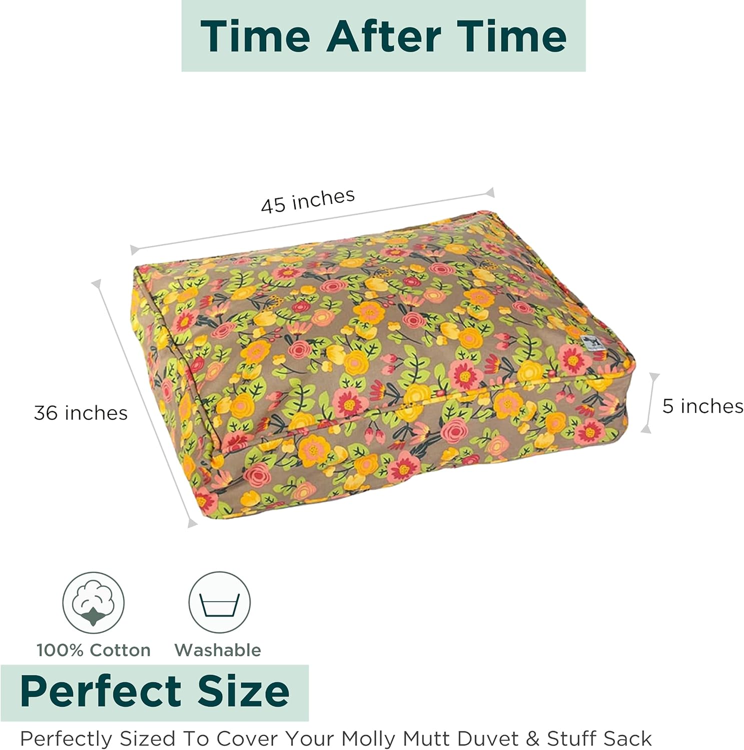 Molly Mutt Huge Dog Bed Cover Time After Time Print 36inx45inx5in Secondary image