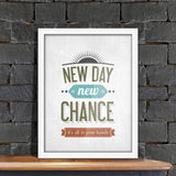 Poster Hub New Day New Chance Motivational Art Decor