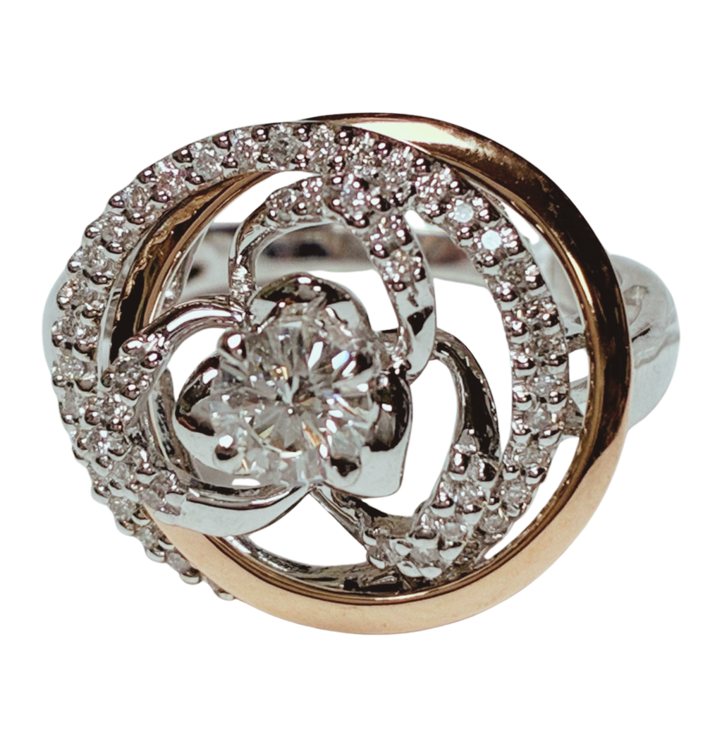 750WG 2 Tone Diamond Ladys Ring 5.0GM