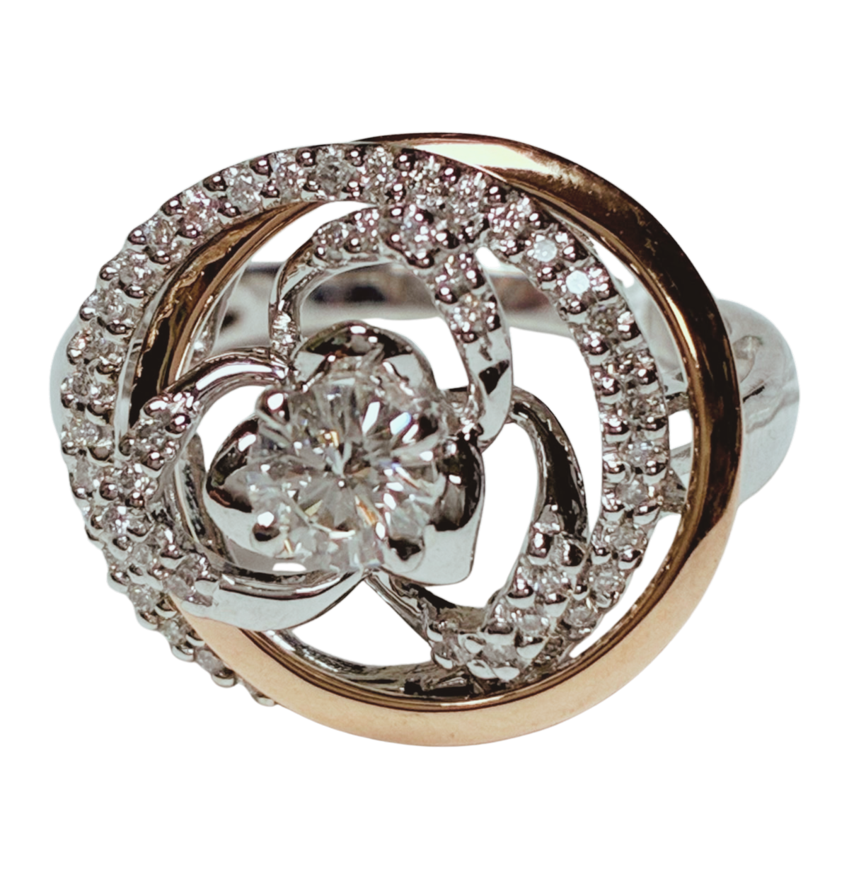750WG 2 Tone Diamond Ladys Ring 5.0GM