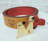 MCM Claus Reversible Belt With GoldTone M Buckle