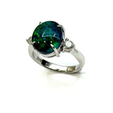 PT900 Natural Black Opal & Diamond Ring