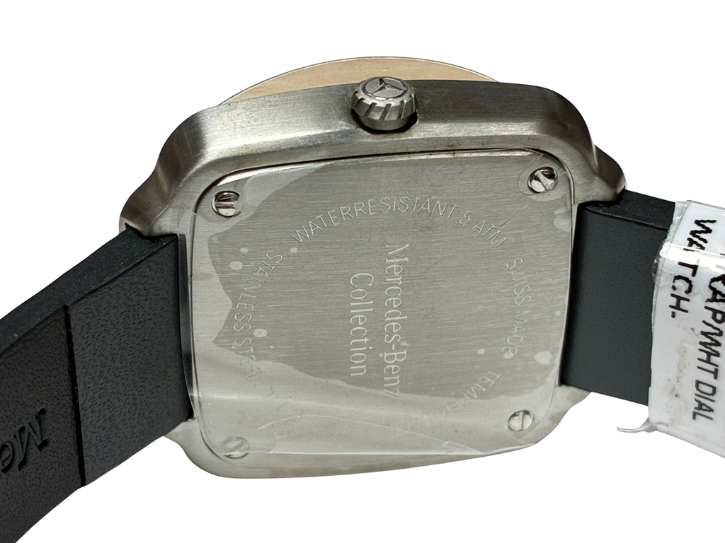 Mercedes Benz Modern White Anthracite Black Stainless Steel Calfskin Womens Watch