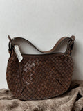 Sazaby Intrecciato Leather Shoulder Bag Brown