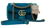 Gucci Teal Velvet GG Marmont Mini Metelasse Shoulder Bag