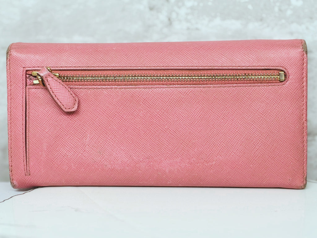 Prada Saffiano Metal Long Continental Wallet Geranio