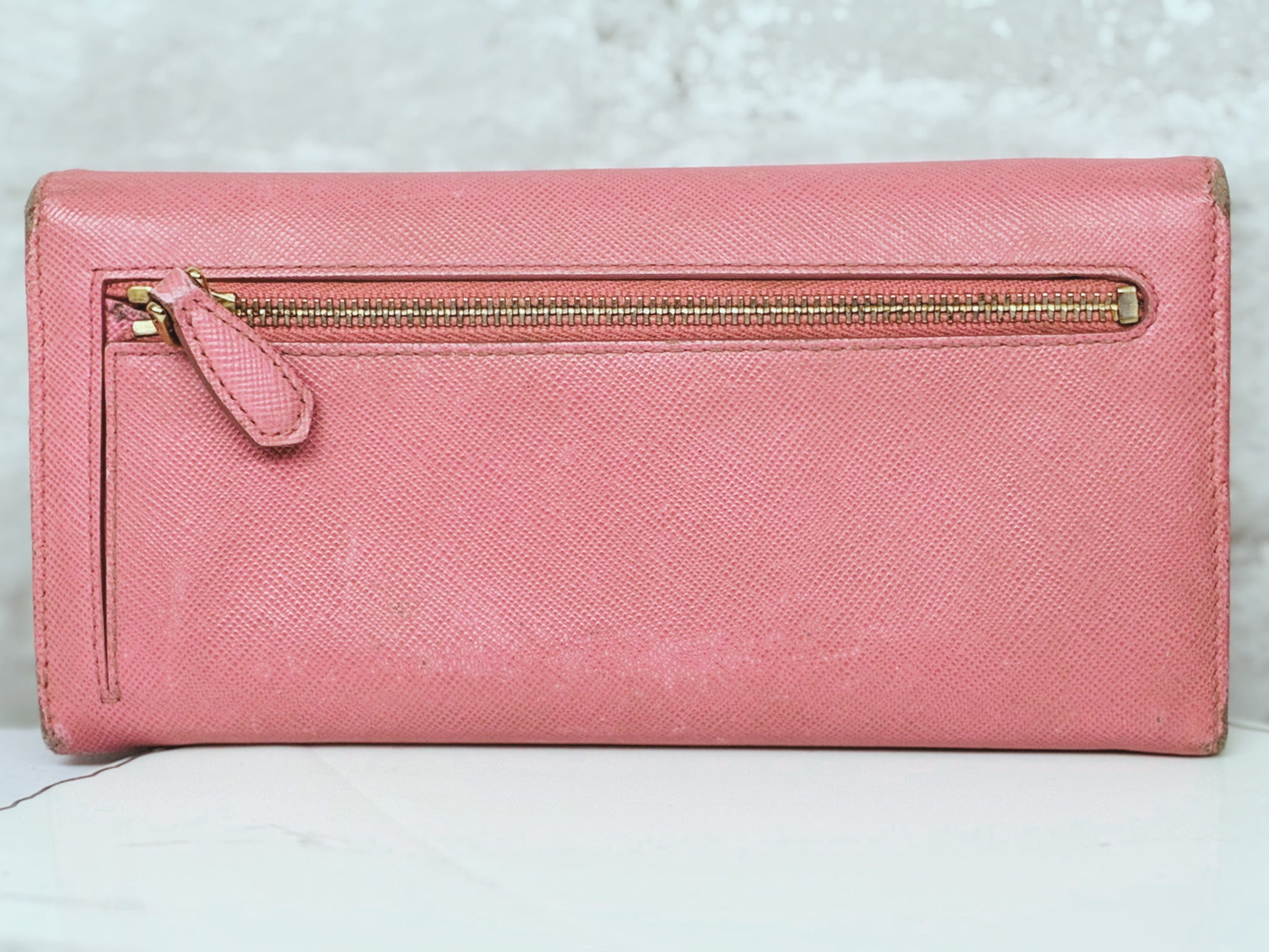 Prada Saffiano Metal Long Continental Wallet Geranio