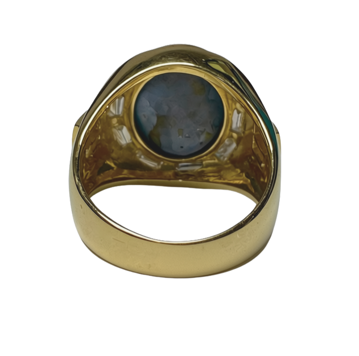 18KYG Star Sapphire And Diamond Ring 14.2G