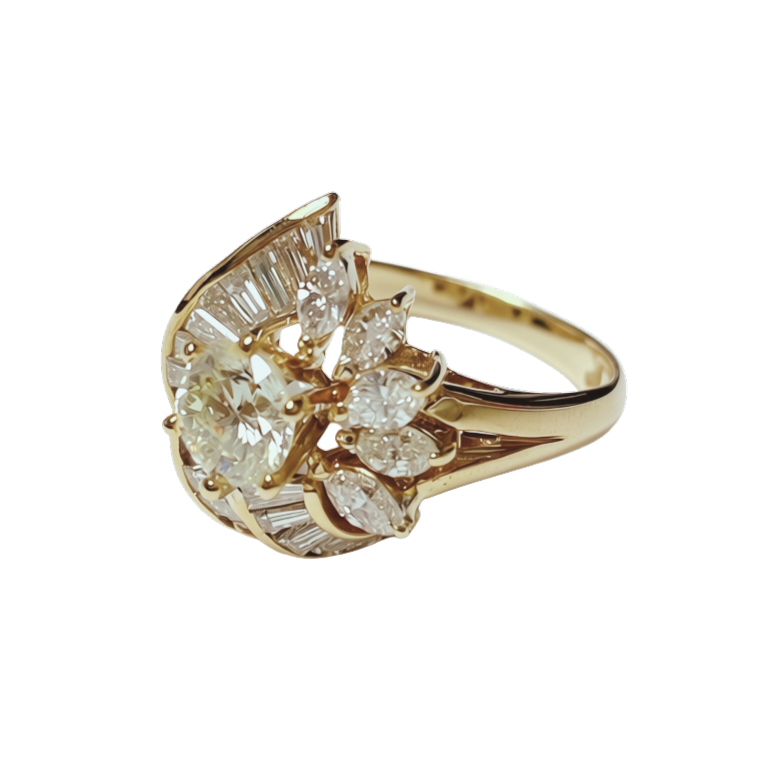850YG Diamond Cluster Cocktail Ring 6.7GM Main image