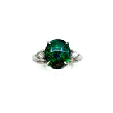 PT900 Natural Black Opal & Diamond Ring