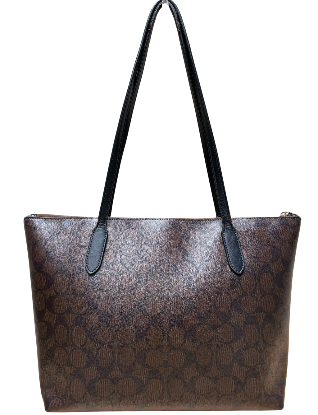Coach 4455 Signature Zip Tote Dark Brown Canvas