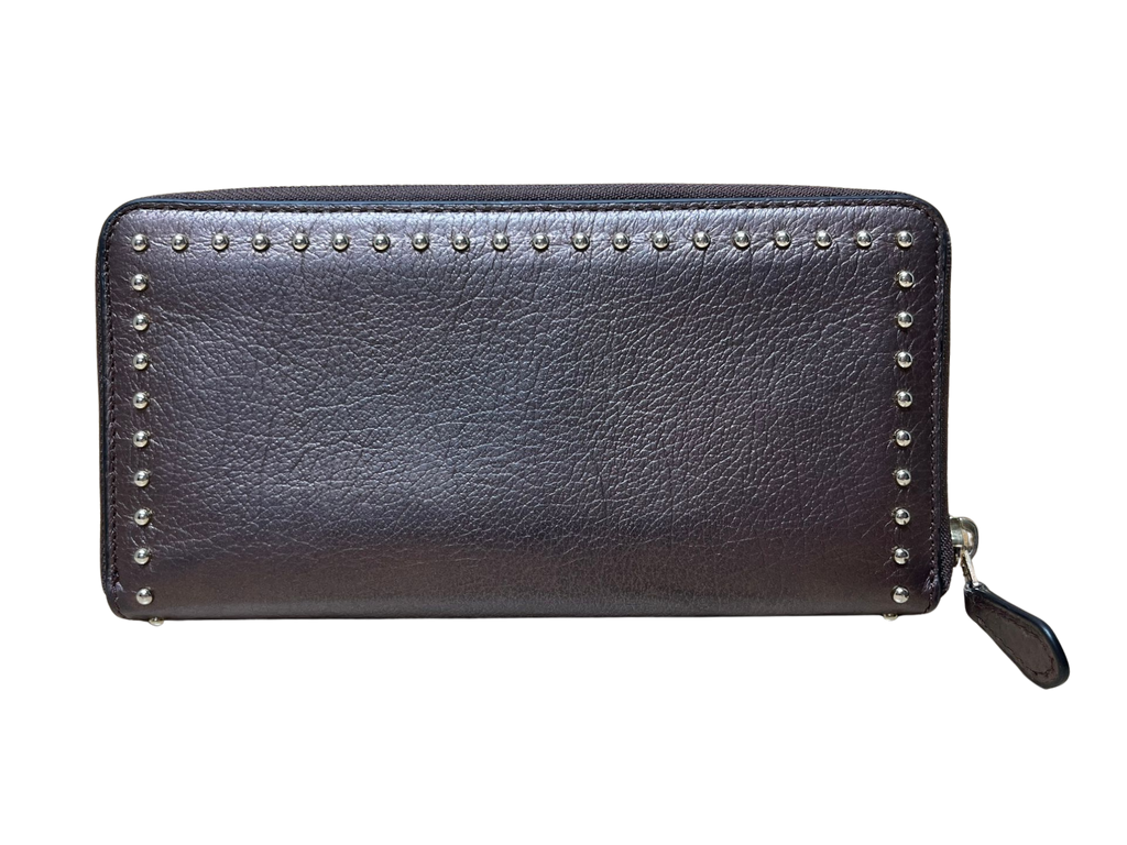 COACH Accordion Round Zip Long Wallet With Lacquer Rivets
