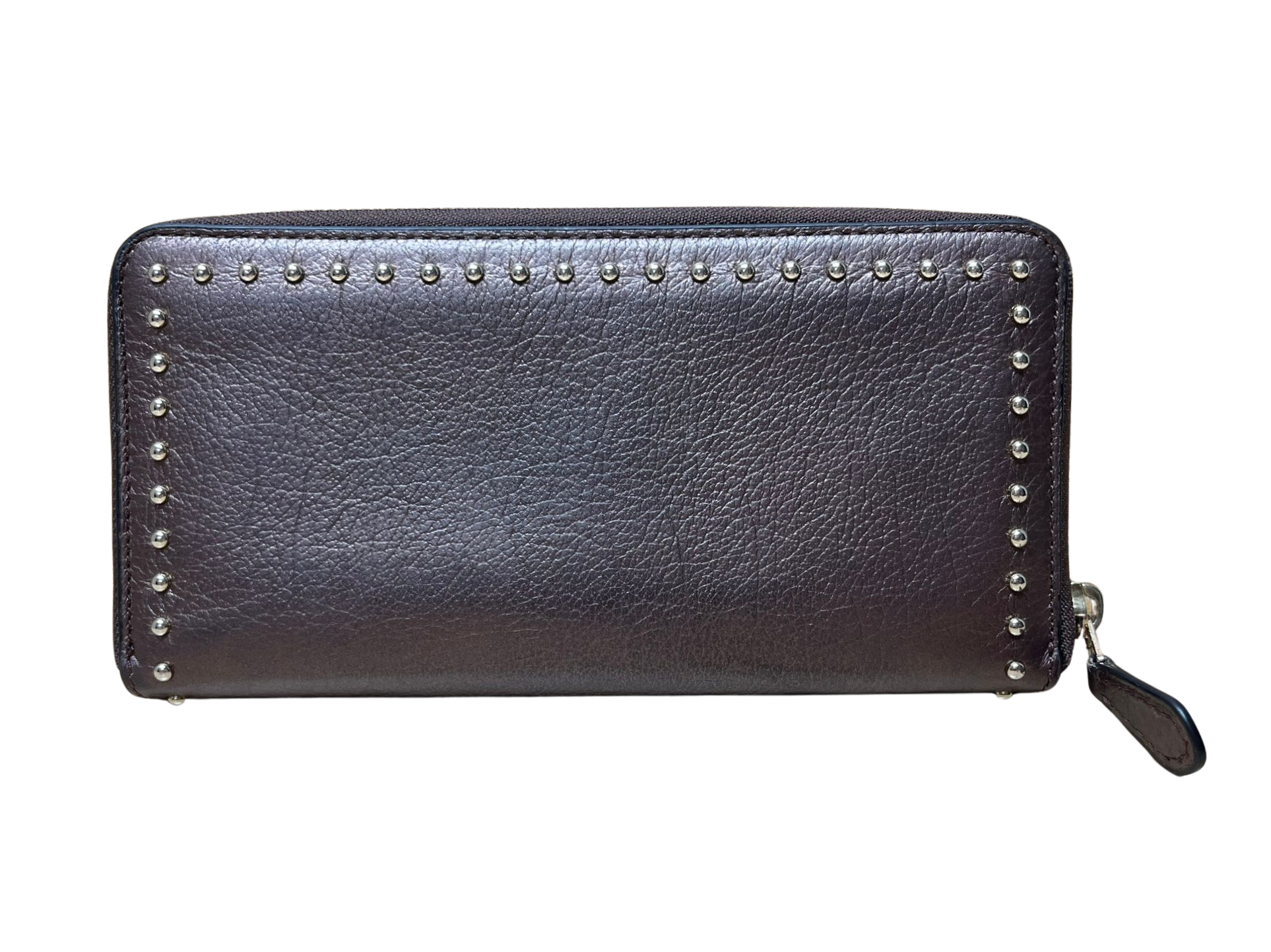 COACH Accordion Round Zip Long Wallet With Lacquer Rivets