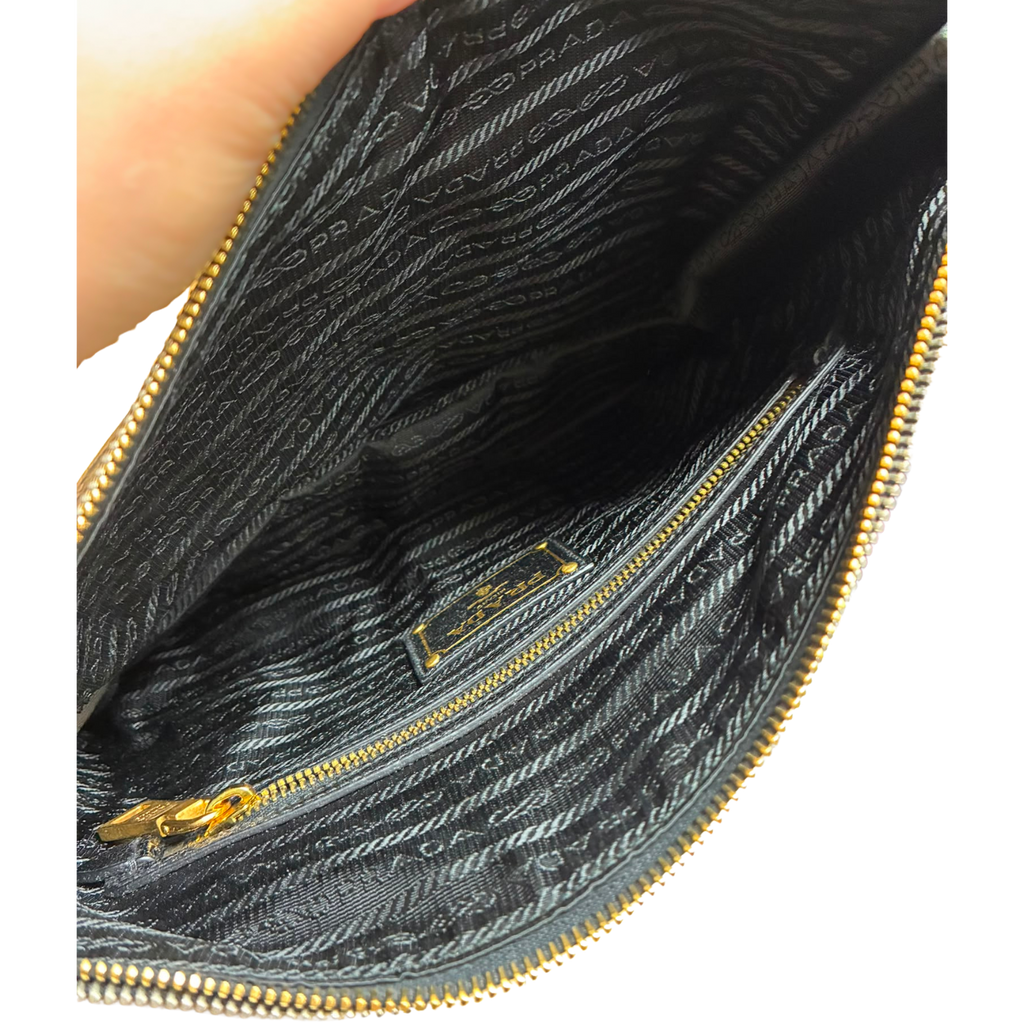 Prada Leather Craquele Studded Clutch