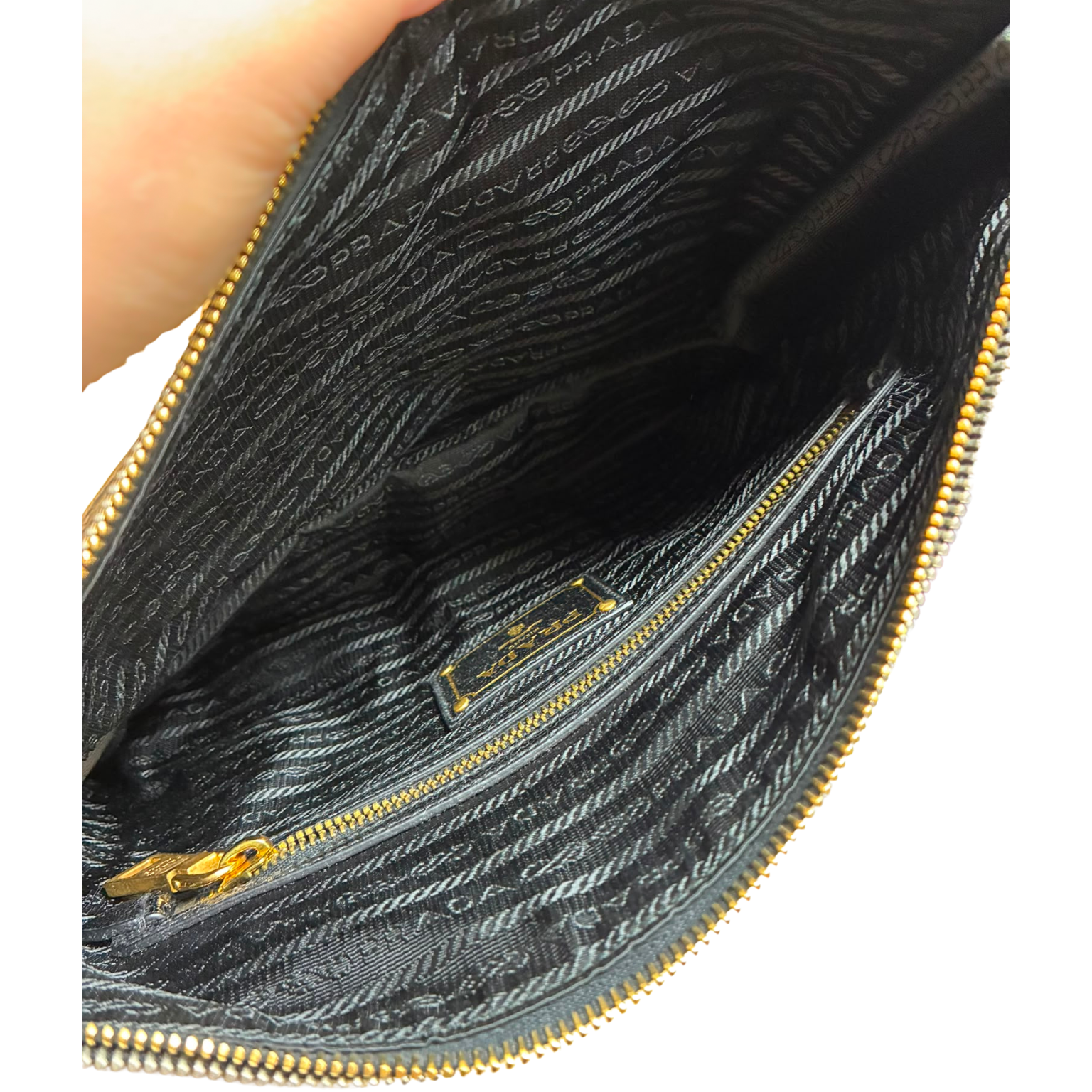 Prada Leather Craquele Studded Clutch
