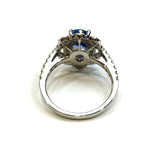 PT900 Unheated Blue Sapphire & Diamond Ring (GIA Cert)