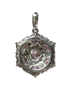 750WG Floral Inspired Pink Topaz And Diamond Pendant 3.2GM