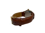 Omega Constellation Quartz Men Gold Face Leather Strap